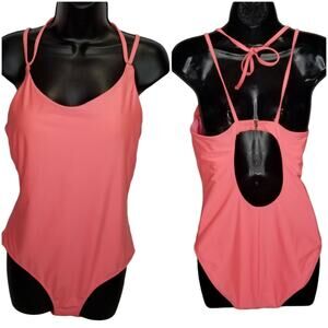 Athleta Keyhole One Piece Swimsuit Pink Coral Petal Size Medium